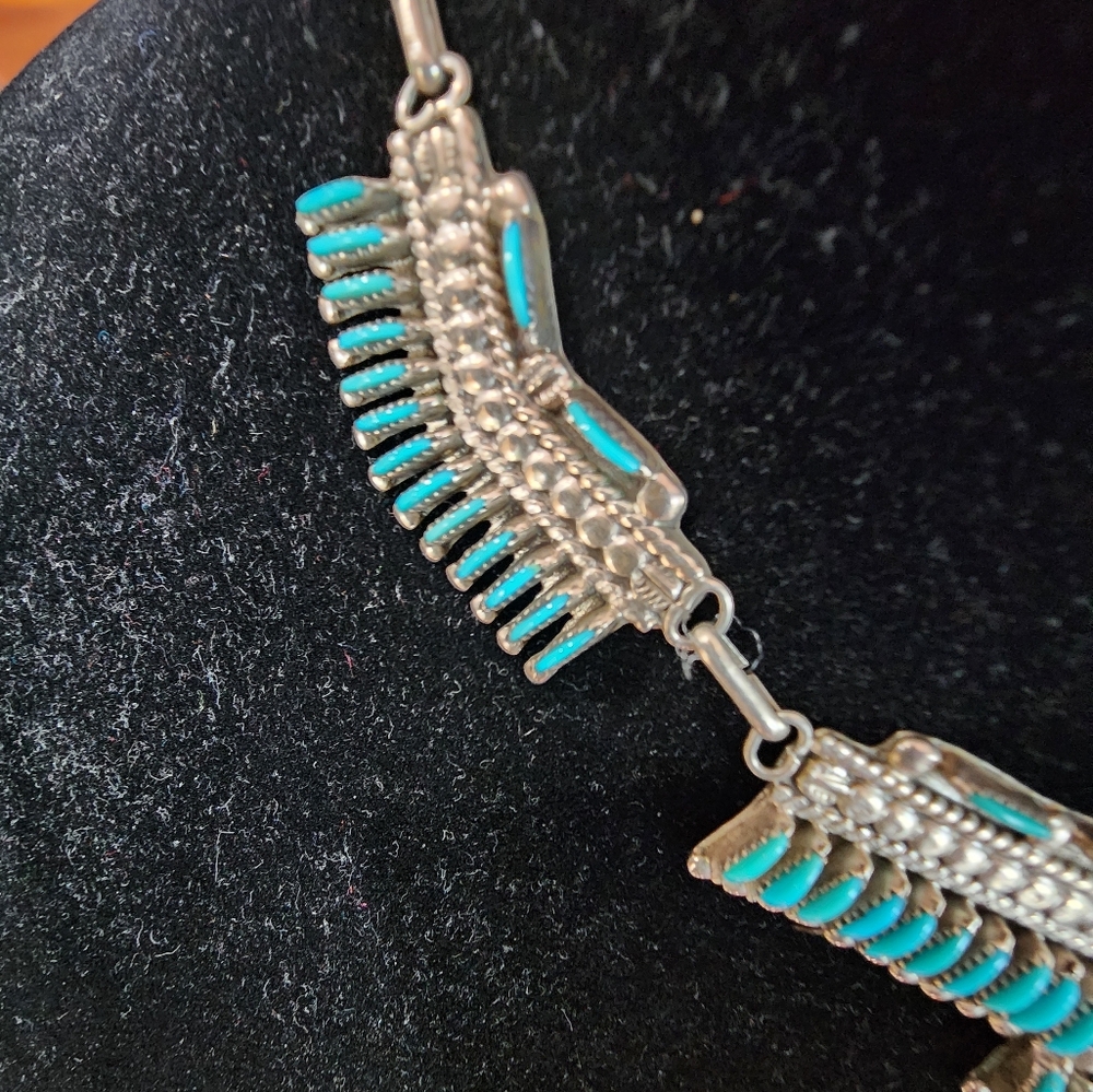 Bracelet and Necklace Set~ Native Signed BellisonZuni J.S. Bellson Sterl… - Picture 8 of 16